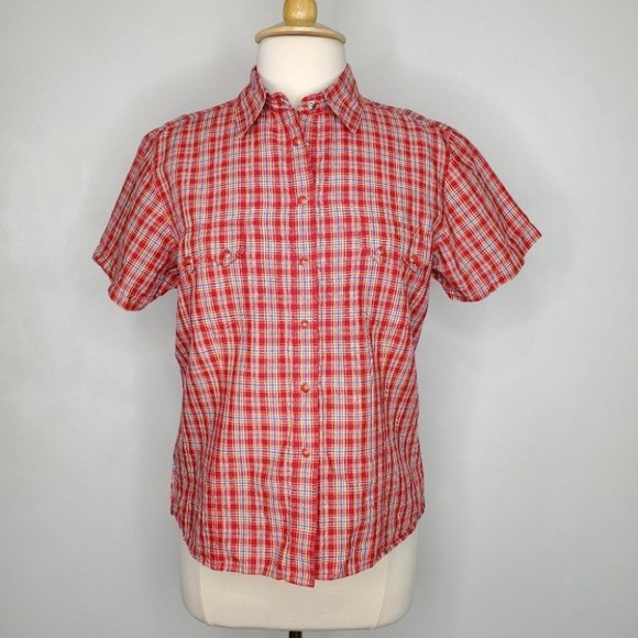 Wrangler Blues Red Blue Yellow Plaid Western Snap Front Top Size M - Picture 1 of 12